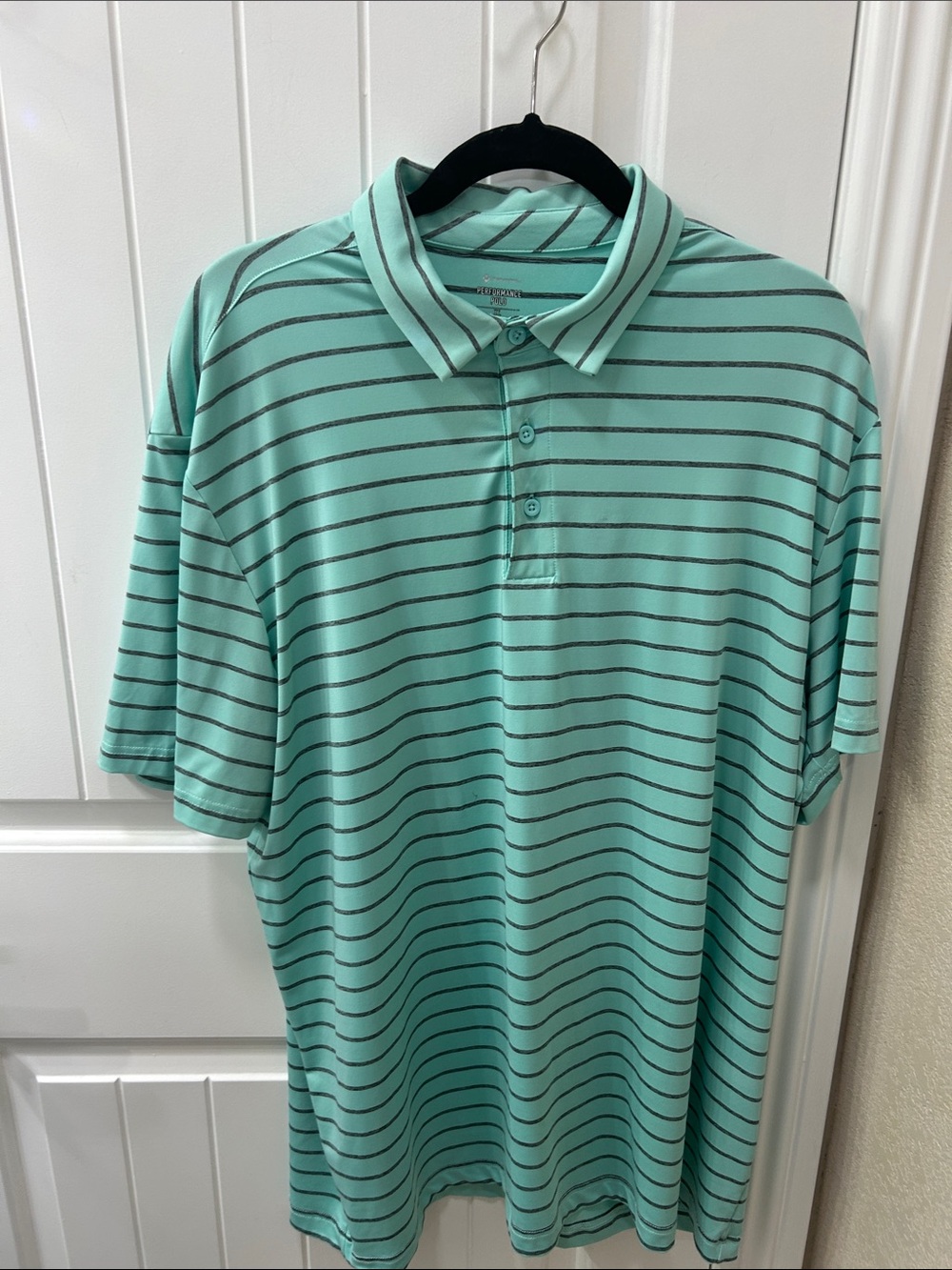 Men's Mint Green Striped Polo Shirt